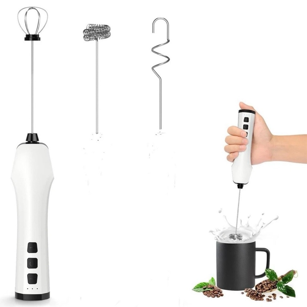 🆕- Rechargeable Electric Whisk with 3 Heads 3 Speeds Drink Mixer. NWT